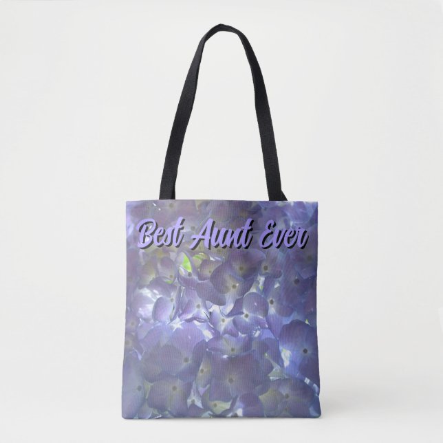 Lavender Hydrangeas purple floral best Aunt ever Tote Bag (Front)