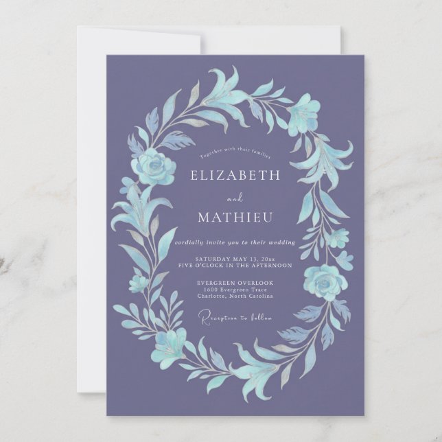 Lavender Icy Floral Wedding Invitation (Front)