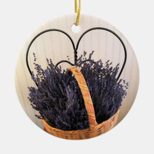 Lavender in a Basket Ceramic Ornament