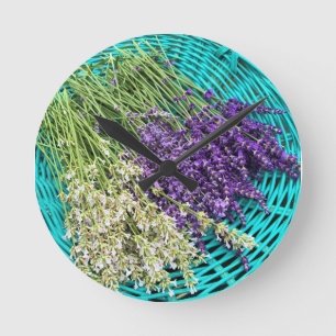 Lavender in a Basket Round Clock