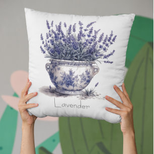 Lavender in Delft Blue Cushion