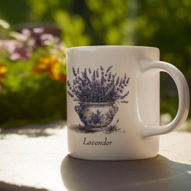 Lavender in Delft Blue, customisable  Coffee Mug (Creator Uploaded)