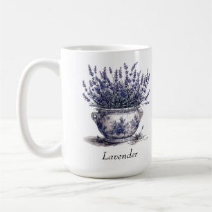 Lavender in Delft Blue, customisable Coffee Mug