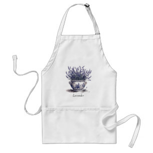 Lavender in Delft Blue, customisable Standard Apron