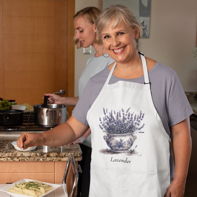 Lavender in Delft Blue, customisable  Standard Apron (Creator Uploaded)