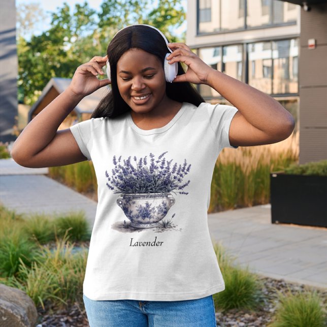 Lavender in Delft Blue, customisable  T-Shirt (Creator Uploaded)