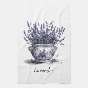 Lavender in Delft Blue  Tea Towel