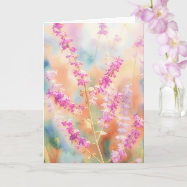 Lavender in Pink Floral Art Note Card (Orchid)