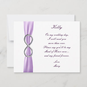 Lavender Infinity Wedding Maid Of Honour Card