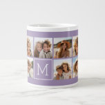 Lavender Instagram Photo Collage Custom Monogram Large Coffee Mug<br><div class="desc">Modern Pastel Purple Lilac - Use 11 square photos to create a unique and personal gift. Or you can keep the hipster puppy and make a trendy keepsake. If you need to adjust the pictures,  click on the customise tool to make changes.</div>
