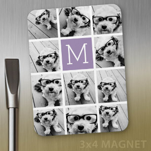 Lavender Instagram Photo Collage Custom Monogram Magnet