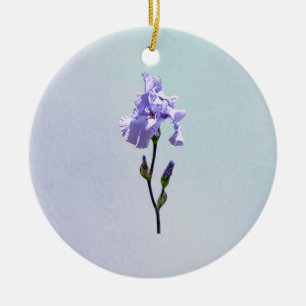 Lavender Iris and Buds Ceramic Ornament