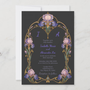 Lavender Iris Art Nouveau Wedding Invitation
