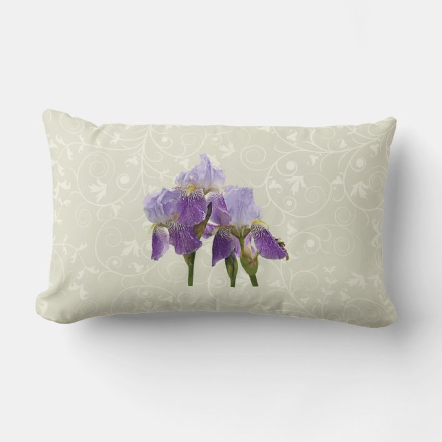 Lavender Irises Lumbar Cushion (Front)