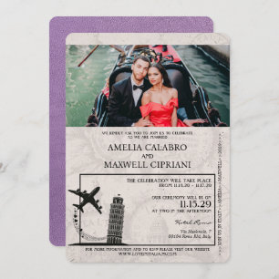 Lavender Italy Passport Wedding Invitation