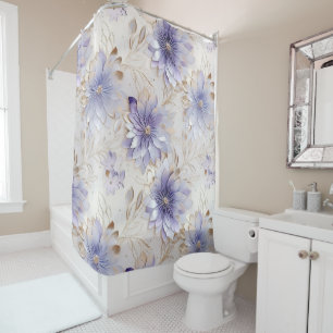 Lavender Ivory Pearl Gold Floral Shower Curtain