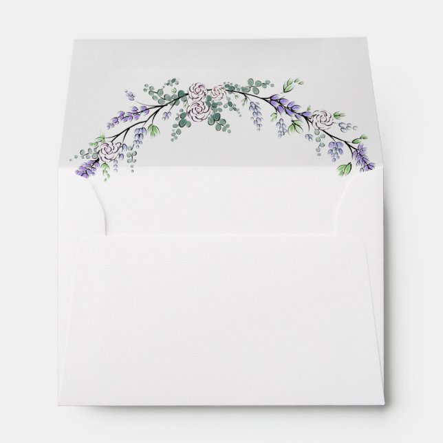 Lavender Ivory Rose and Eucalyptus Envelopes (Back (Bottom))