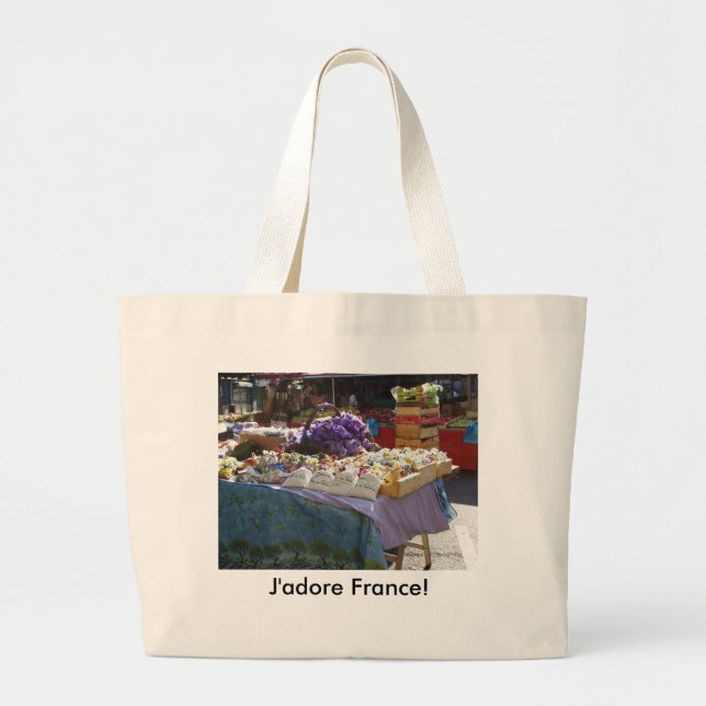 Lavender, J'adore France! Large Tote Bag (Front)