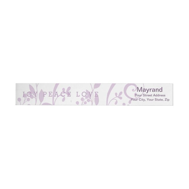 Lavender Joy Peace Love Holiday Wraparound Label (Individual)