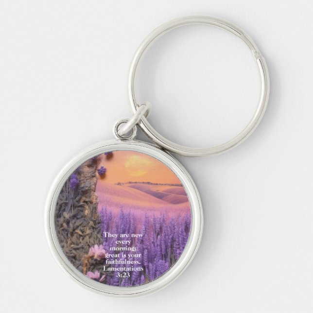 Lavender  keychain Lamentations 3:23 (Front)