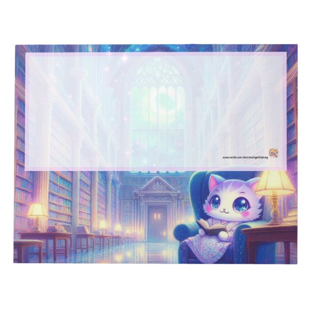 Lavender Kitten Library Notepad (Front)