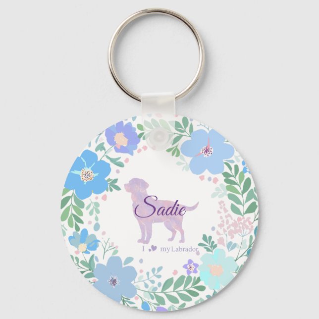 Lavender Labrador Retriever - Custom Photo & Name Key Ring (Front)