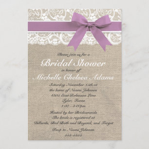 Lavender Lace Burlap Bridal Shower Invitation