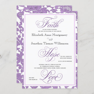 Lavender Lace Christian Wedding Invitation