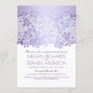 Lavender Lace Elegant Vintage Engagement Party Invitation