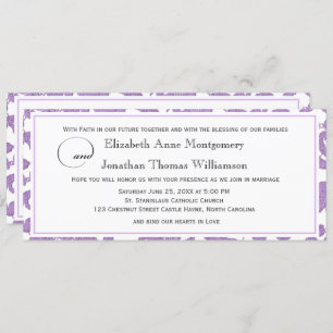 Lavender Lace Faith Hope Love Horizontal Wedding Invitation