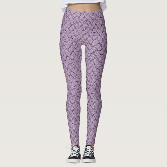 Lavender Lace Floral Leggings (Front)