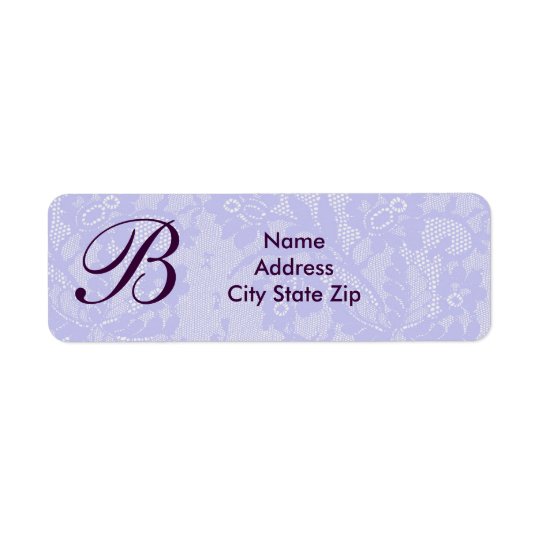 Lavender lace monogram return address label