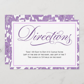 Lavender Lace Script Wedding Directions Enclosure Invitation