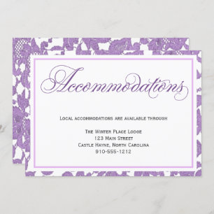 Lavender Lace Wedding Accommodations Card