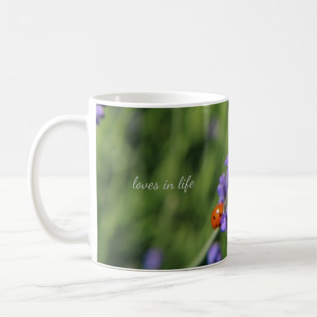 Lavender & Lady Bug Coffee Mug (Left)