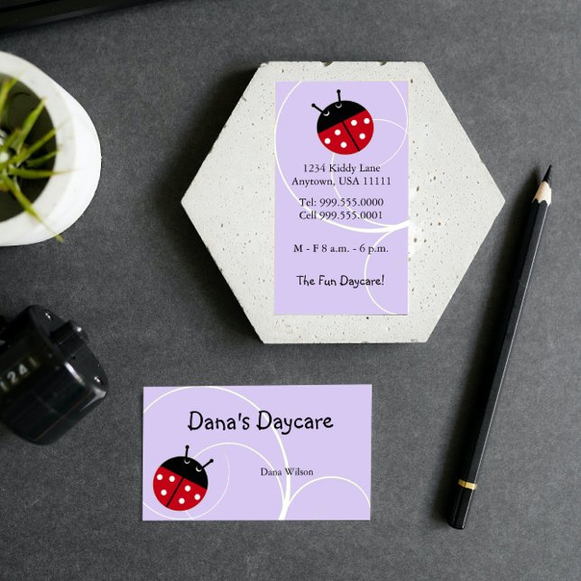 Lavender Ladybug Daycare Business Card (Lavender Ladybug Daycare Business Card)