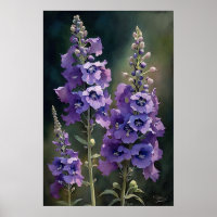 Lavender Larkspur Flower Art Print Poster