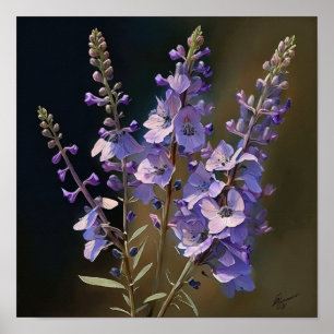 Lavender Larkspur Flower Art Print Poster