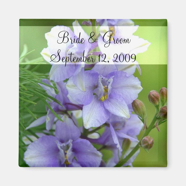 Lavender Larkspur Wedding Magnet (Front)