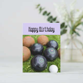 Lavender Lawn Bowls, Flat Birthday Card