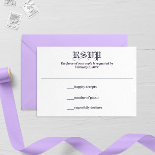 Lavender Leaf and Floral Monogram Wedding RSVP Card