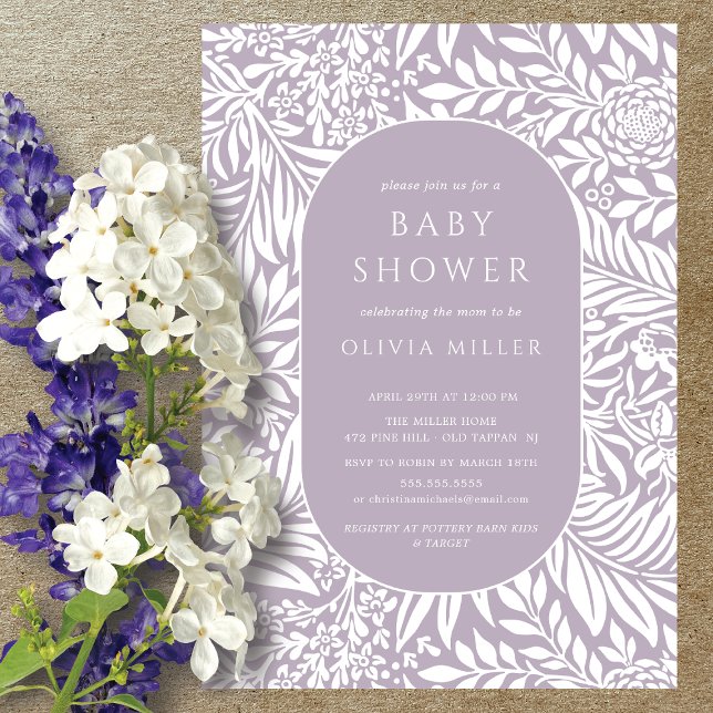 Lavender Leaf Floral Baby Shower Invitation (Creator Uploaded)
