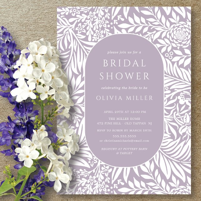 Lavender Leaf Floral Bridal Shower Invitation (Creator Uploaded)