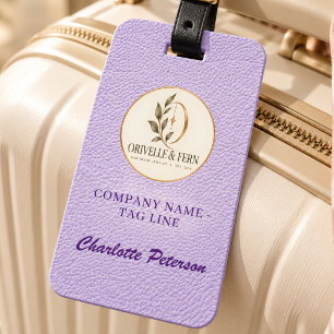 Lavender leather business company logo signature luggage tag