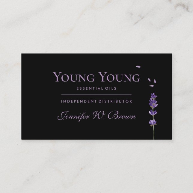 Lavender Leaves Purple Watercolor Business Card (Front)