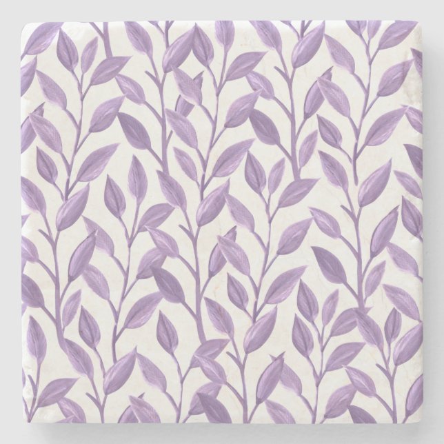 Lavender Leaves Stone Coaster (Front)