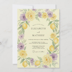 Lavender Lemon Citrus Muted Eucalyptus Wedding Invitation