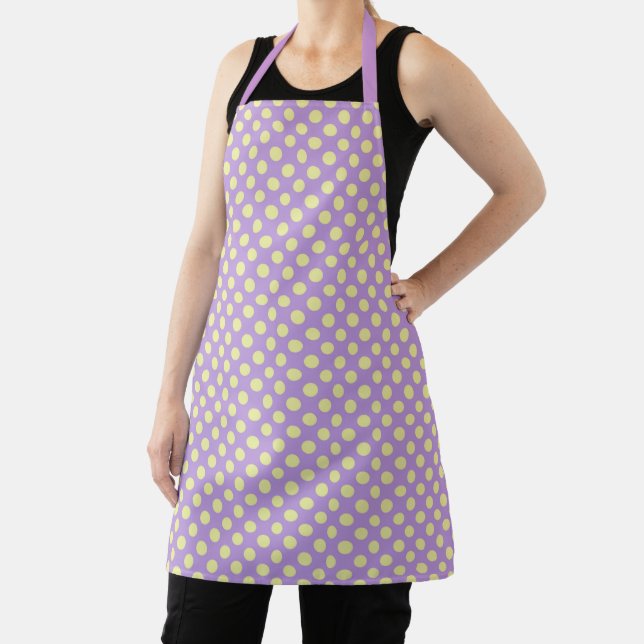 Lavender Lemon Polkadots Apron (Insitu)