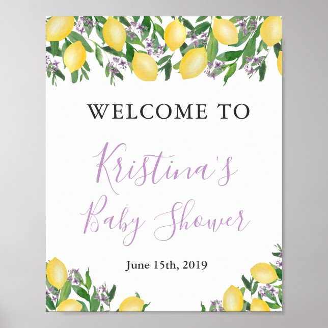 Lavender Lemons Citrus Shower Welcome Sign (Front)