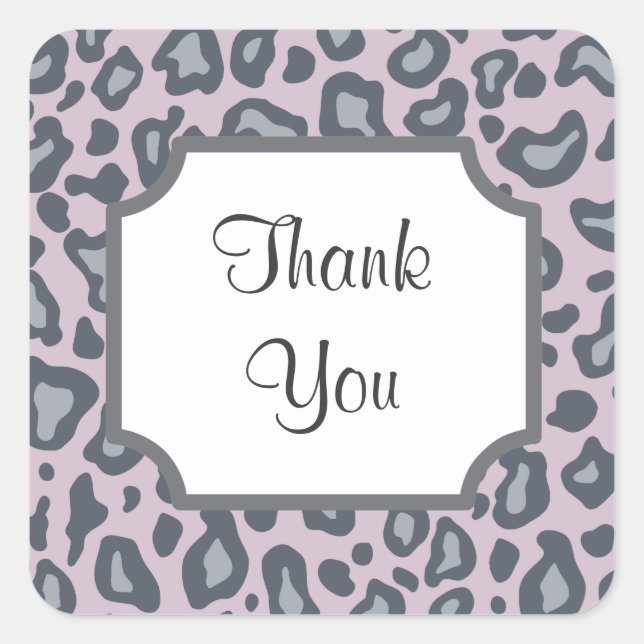Lavender Leopard Print Thank You Stickers (Front)